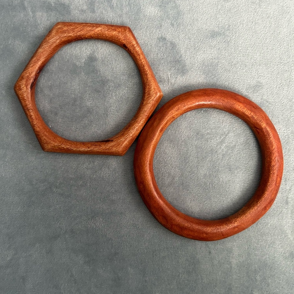 Hand carved wood bangle bracelets. Haiti Design Co